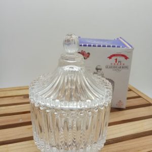 Toples Kristal / Tempat Permen Gula / Bowl Canister Water Garis Garis
