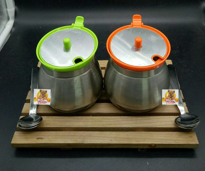 Tempat Sambal Kaca set 3 dengan Nampan dan Sendok Tempat Bumbu 1861B - Image 4