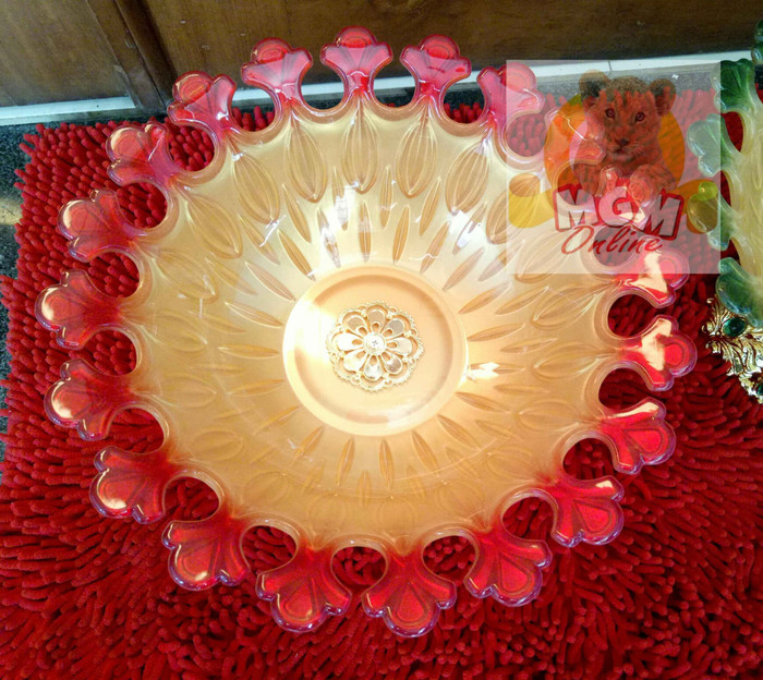 30CM Tempat Buah Emas Gold Akrylic tebal dengan Kaki Emas / Sajian - Image 4