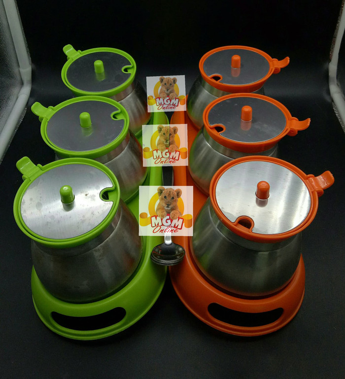 Tempat Sambal Kaca set 3 dengan Nampan dan Sendok Tempat Bumbu 1861B - Image 2
