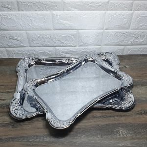 UKIR Nampan stainless tebal Silver Segipanjang SET2 Nampan elegant