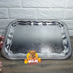 UKIR Nampan stainless tebal Silver Segipanjang 41x31CM Nampan elegant