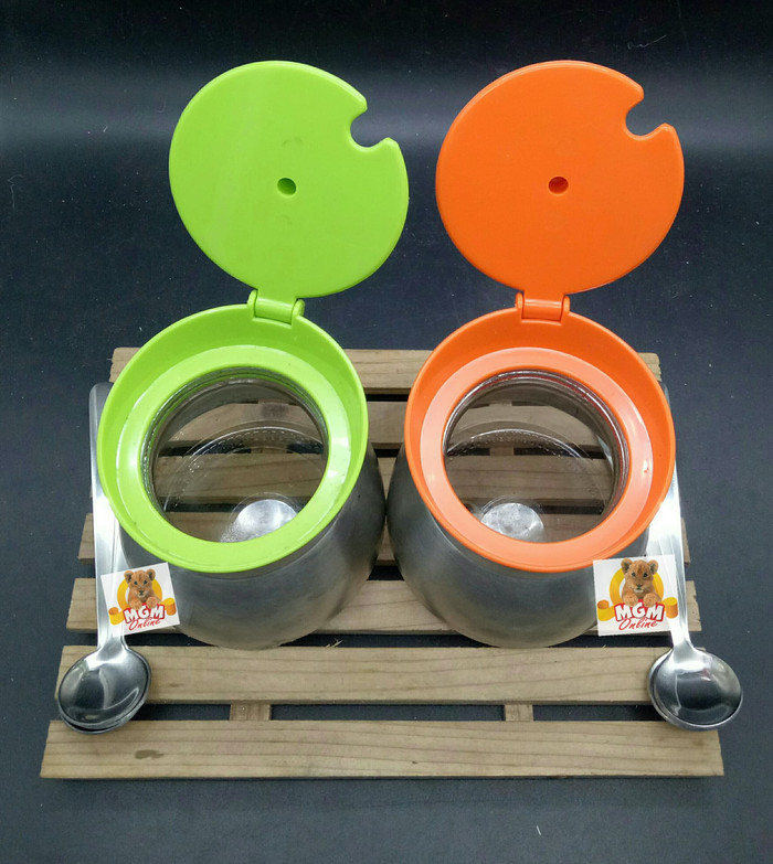 Tempat Sambal Kaca set 3 dengan Nampan dan Sendok Tempat Bumbu 1861B - Image 5