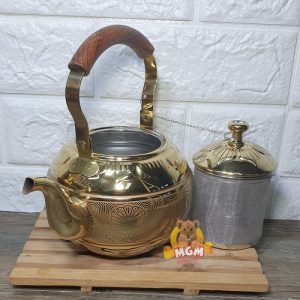 PREMIUM Motif Teko mutiara Teko emas w/ saringan 1.5L Teko ARAB Gold