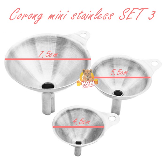 Corong stainless mini corong utk Minyak dan Air set 3pc corong mini - Image 2