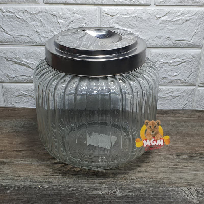 Toples Kerupuk tutup Drat Stainless Toples kaca 3.5L dengan tutup - Image 2