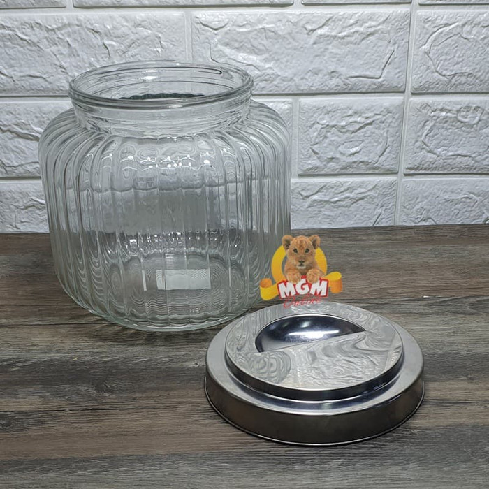 Toples Kerupuk tutup Drat Stainless Toples kaca 3.5L dengan tutup