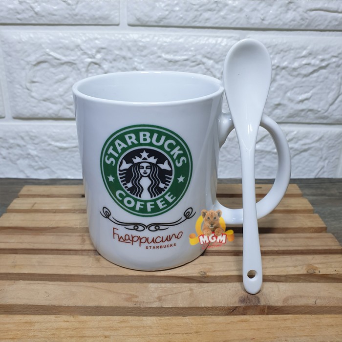 Gelas Starbucks Frappucino 330ml Keramik Mug Starbucks NK FREE Sendok