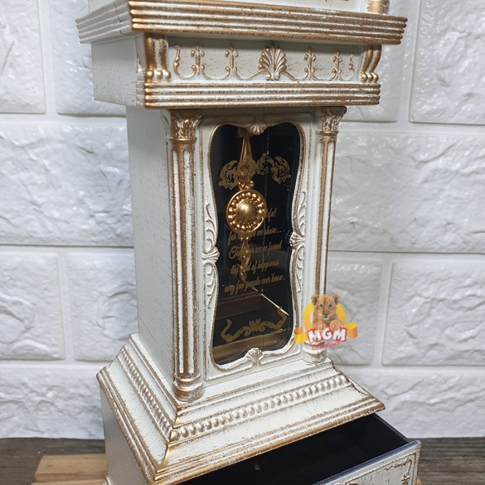 Kotak perhiasan Elegant motif Kayu Kotak musik w/ Jam pendulum Tinggi - Image 3