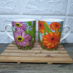 Mug keramik motif abstrak gelas unik cangkir kopi minum 360ml