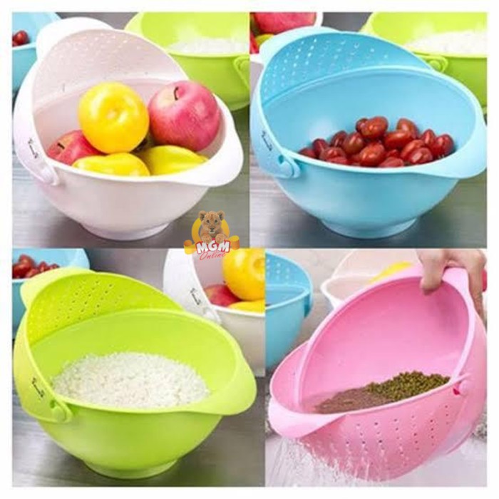 Wadah Cuci Beras Sayur Buah Mie Jelly baskom Saringan Tempat Buah - Image 2