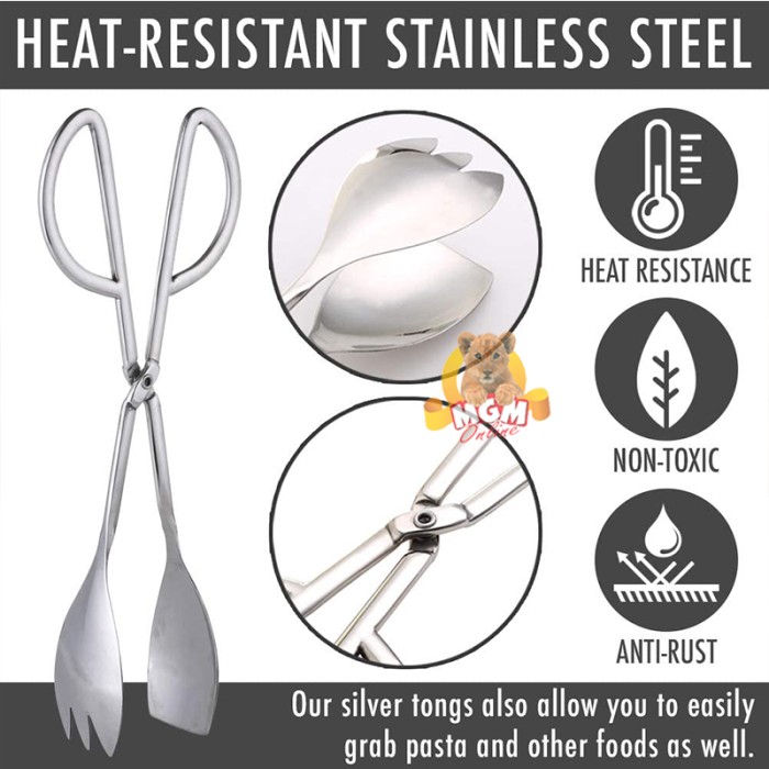 Capitan makanan PREMIUM Stainless steel Food tongs 25cm Single Teeth