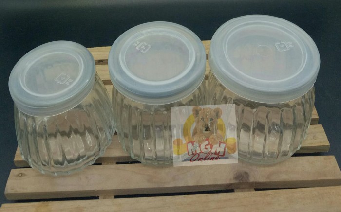 Botol Jar Toples Kaca GARIS 150ML : Puding / Selai/Susu / Yoghurt 2395