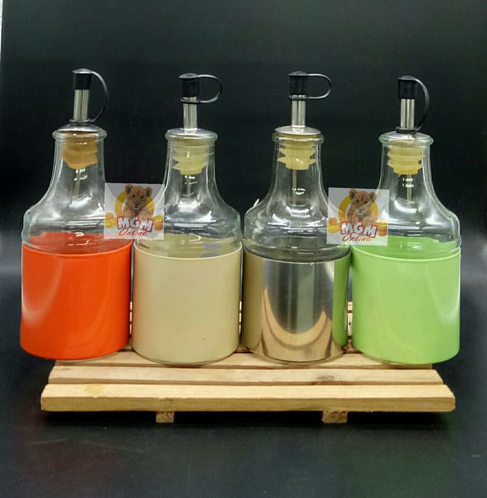 Botol minyak zaitun Botol kecap dengan Pourer dengan Tutup 7682C - Image 2
