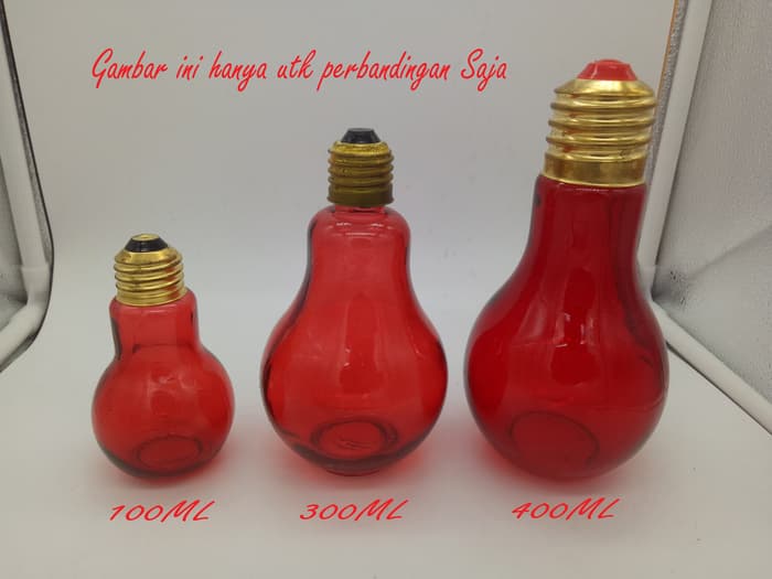 Botol Kaca Bohlam Warna utk Minum Air Bentuk Lampu 300ML - Image 5