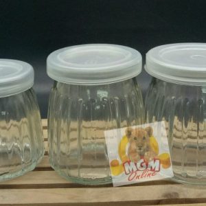 Botol Jar Toples Kaca GARIS 100ML : Puding / Selai/Susu / Yoghurt 2394