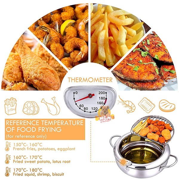 Stainless 3.4L panci Deep Fryer 24Cm w/ termometer Induksi READY - Image 3