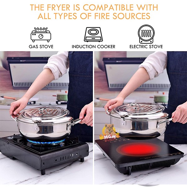 Stainless 2.2L panci Deep Fryer 20Cm w/ termometer Induksi READY - Image 3
