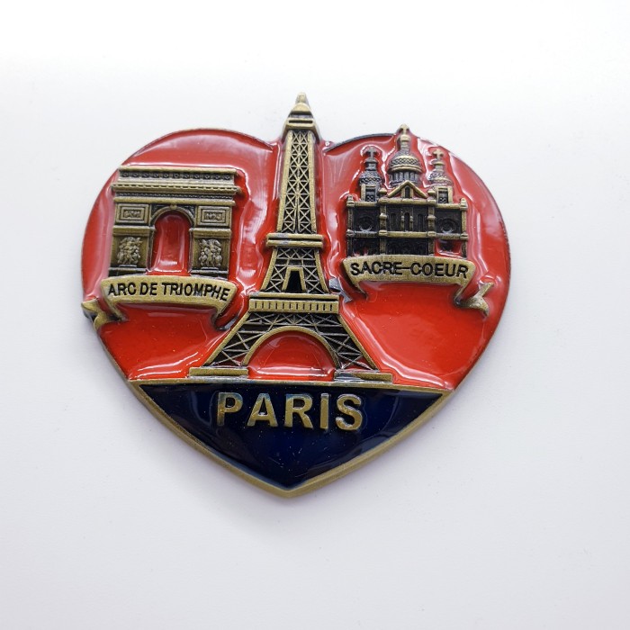 3D LOGAM Souvenir Negara magnet Kulkas Tempelan BIG HEART Paris City - Image 2