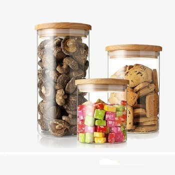 KEDAP 8CM Toples Kaca tutup kayu kedap BOROSILICATE glass 375ml - Image 2