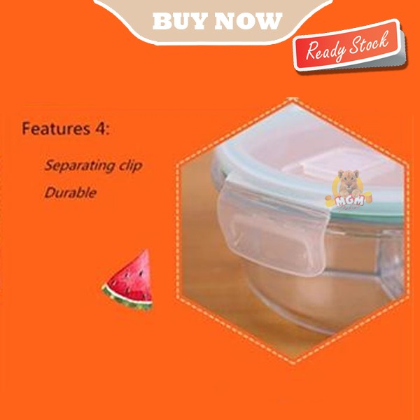 Borosilicate Glass Lock container BULAT 950ml Sekat 2 Tempat makan - Image 4