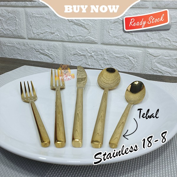 JAPAN Gold sendok makan SULTAN emas TEBAL stainless 18-8 dinner spoon - Image 3