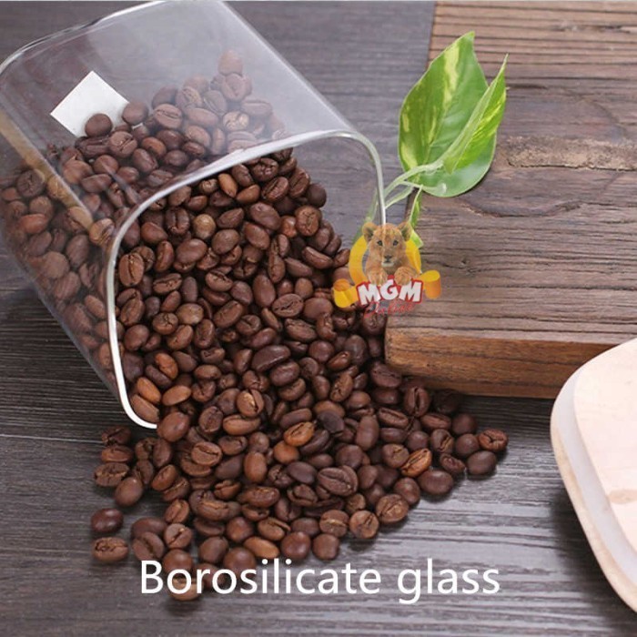 KOTAK 10cm KEDAP Toples Kaca tutup kayu BOROSILICATE glass 800ml - Image 3