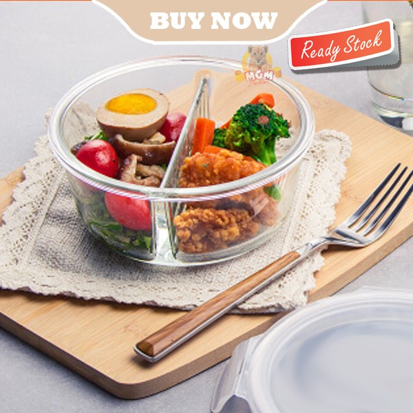 Borosilicate Glass Lock container BULAT 950ml Sekat 2 Tempat makan - Image 2