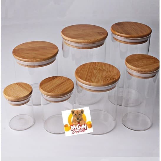 KEDAP 8CM Toples Kaca tutup kayu kedap BOROSILICATE glass 375ml - Image 4