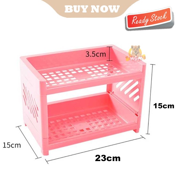 Rak serbaguna susun 2 plastik dapur kosmetik make up kantor 23x15cm - Image 5