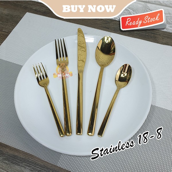 JAPAN Gold sendok makan SULTAN emas TEBAL stainless 18-8 dinner spoon - Image 2