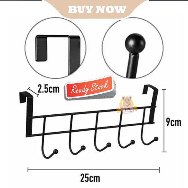 Gantungan Pintu Hanger Baju Alat Dapur Door Hook Serbaguna 5kait - Image 4