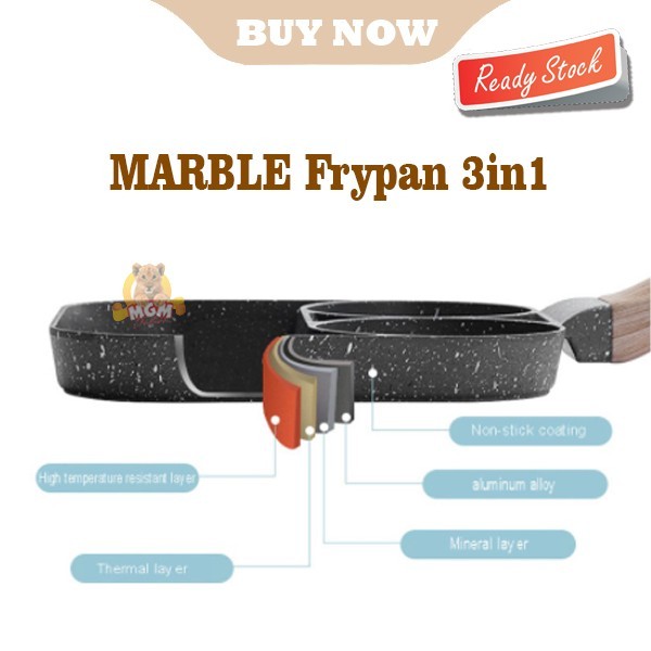 Marble series NON Stick Frypan 4in1 Sekat Induction READY - Image 4