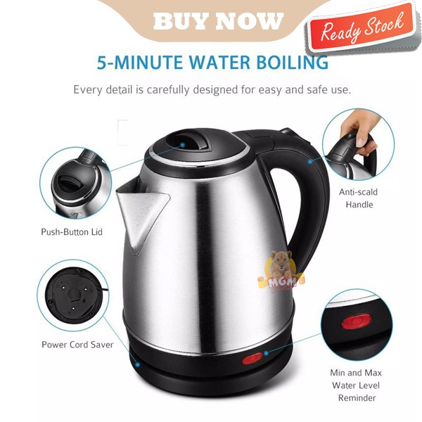 Teko Listrik Hotel STAINLESS 2.0L Electric Kettle PLATINUM 450Watt - Image 2