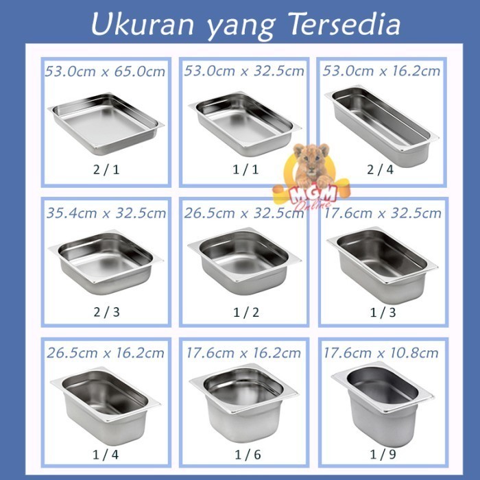 Food pan prasmanan Stainless ukuran 2/3 tinggi 6.5cm Wadah gastronorm - Image 4