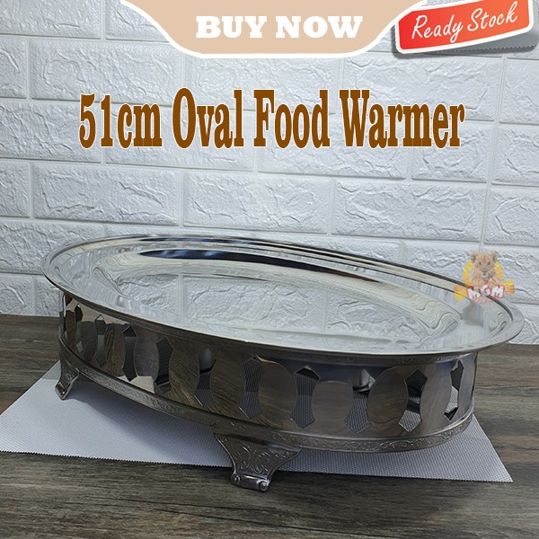 PREMIUM Oval Food Wamer 51cm Stainless Steel with Stand and burner - Image 2