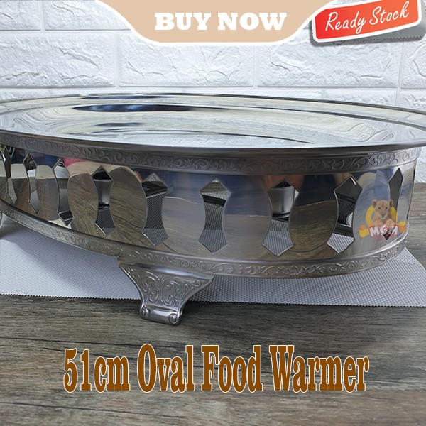 PREMIUM Oval Food Wamer 51cm Stainless Steel with Stand and burner - Image 3