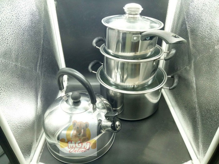 Panci set Stainless 8pcs (Tutup Kaca)