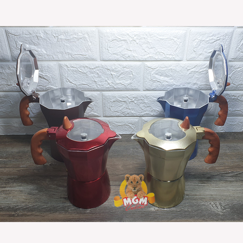 Moka Pot Alumunium Warna 6Cup / Espresso Maker 6Cups segi10