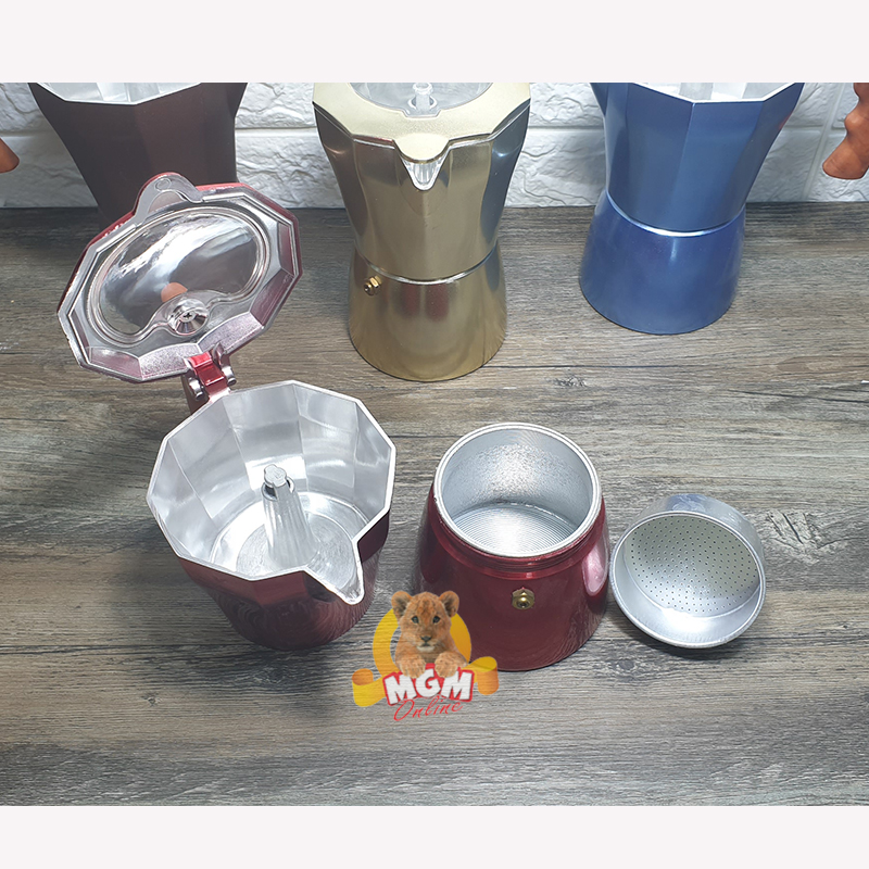 Moka Pot Alumunium Warna 6Cup / Espresso Maker 6Cups segi10 - Image 4