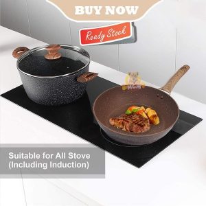 Wajan Teflon Marble Wok 28CM Anti Lengket Induction ready