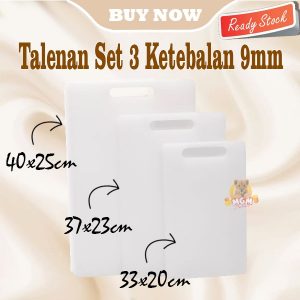 SET3 Talenan Plastik Tebal 9MM 40cm 37cm 33cm Cutting Board 100PP