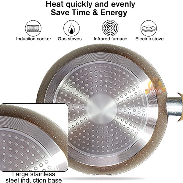 Wajan Teflon Marble Wok 26CM Anti Lengket Induction ready - Image 5