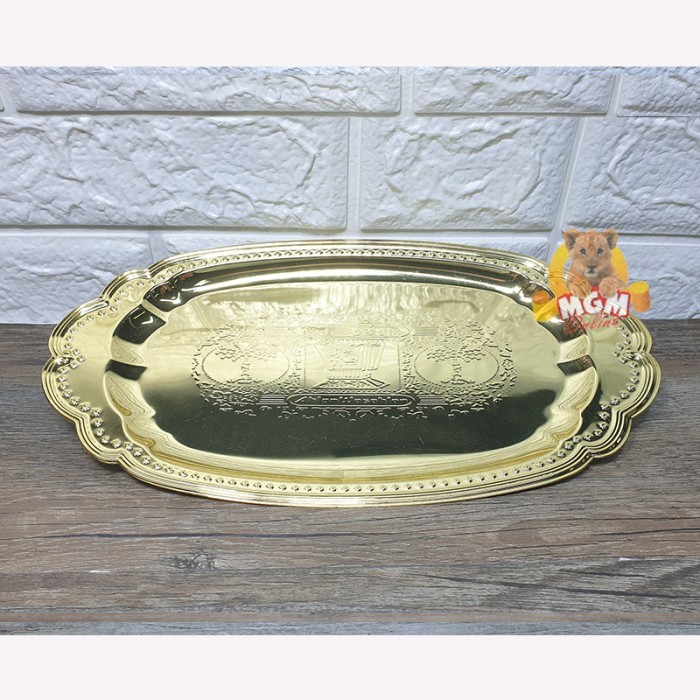 PREMIUM OVAL 33CM Nampan Arab Emas Nampan emas Nampan Gold - Image 4