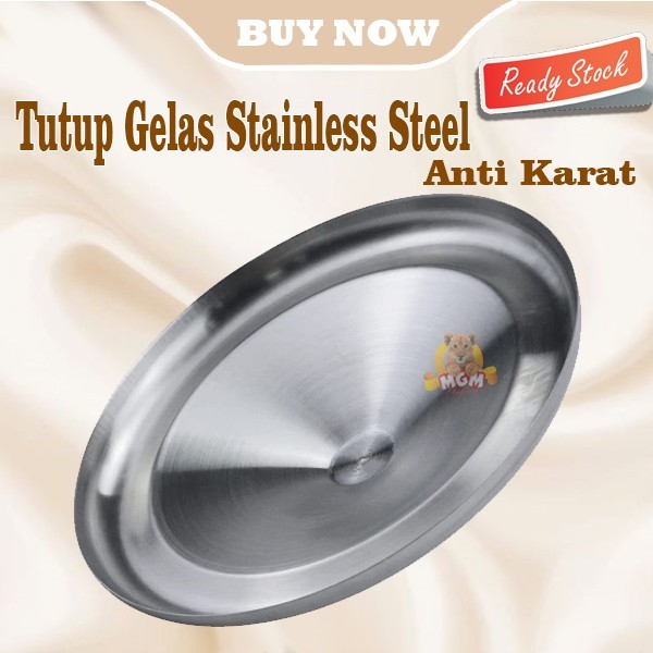 Tutup Gelas Stainless 10.6CM Anti Karat Mug Cover Stainless Steel - Image 2