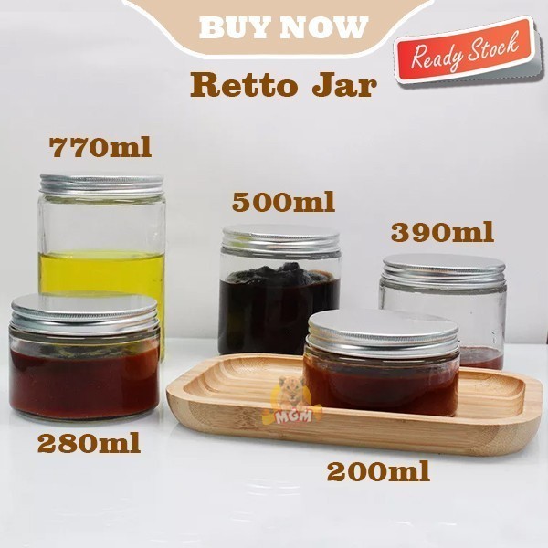 RETTO Honey JAR Toples Lurus bulat Kaca 770ml selai pasta serbaguna - Image 2