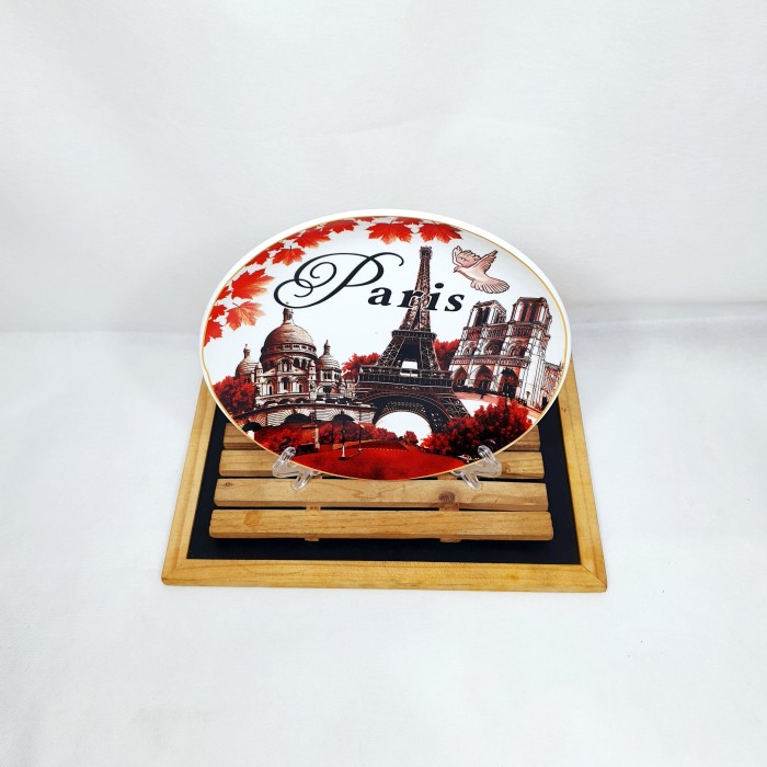 Pajangan piring negara keramik 8in Sovenier oleh2 negara Paris eiffel 20cm - Image 4