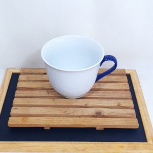 Mug Keramik cangkir kopi cappucino dengan gagang biru classic 400ml