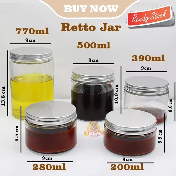 RETTO Honey JAR Toples Lurus bulat Kaca 500ml selai pasta serbaguna - Image 5