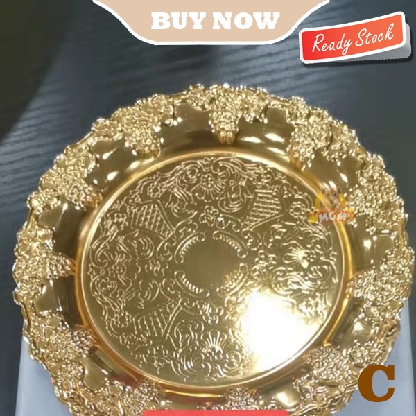 Piring Buah kurma Stainless Emas kue permen Gold Plate 15cm perhiasan - Image 5
